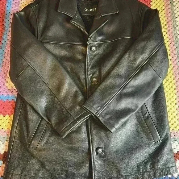 New Old Stock Vintage Guess Men's leather jacket. GUESS  L - Picture 4 of 11